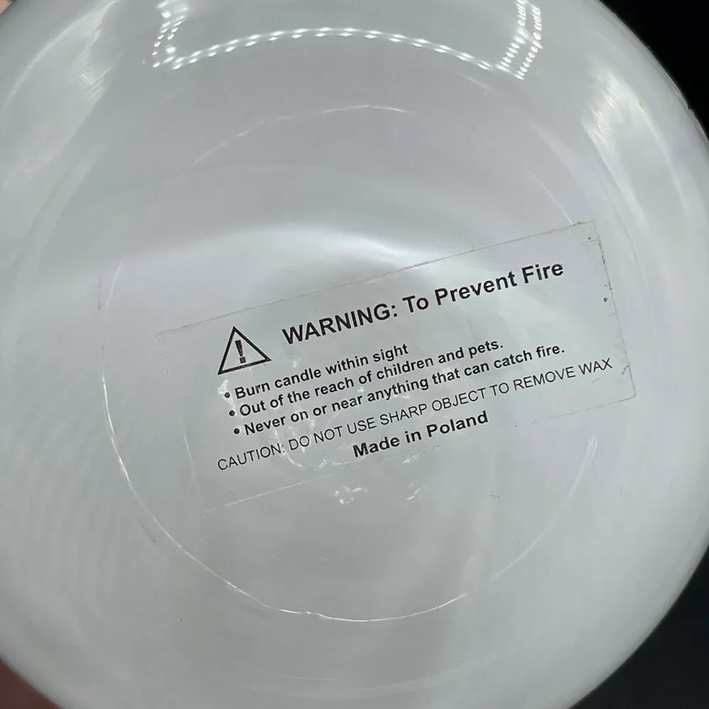 Crate & Barrel White Starburst Etched Glass Votive Candle Holder Poland MCM